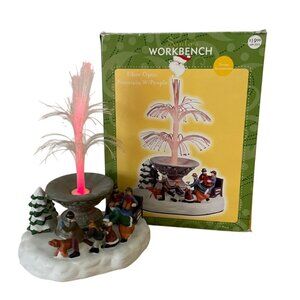 Vintage Santas Workbench Fiber Optic Lighted Fountain w People Christmas Village